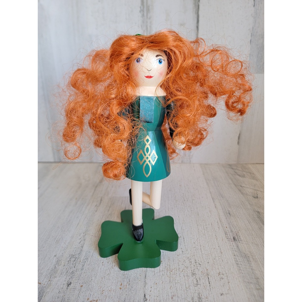 St Patrick's Day dancing girl red hair Nutcracker unique clover wooden home